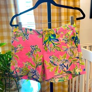 Lilly Pulitzer Shorts Stretch Fabric Women Size 8 Pink Lemonade